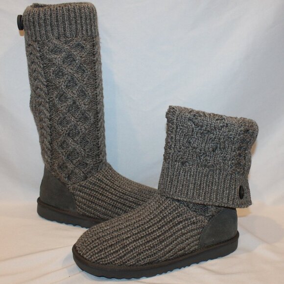 NIB UGG YOUTH GRAY KNIT SWEATER TALL WINTER FASHION BOOTS SZ 3 4 - Picture 6 of 9
